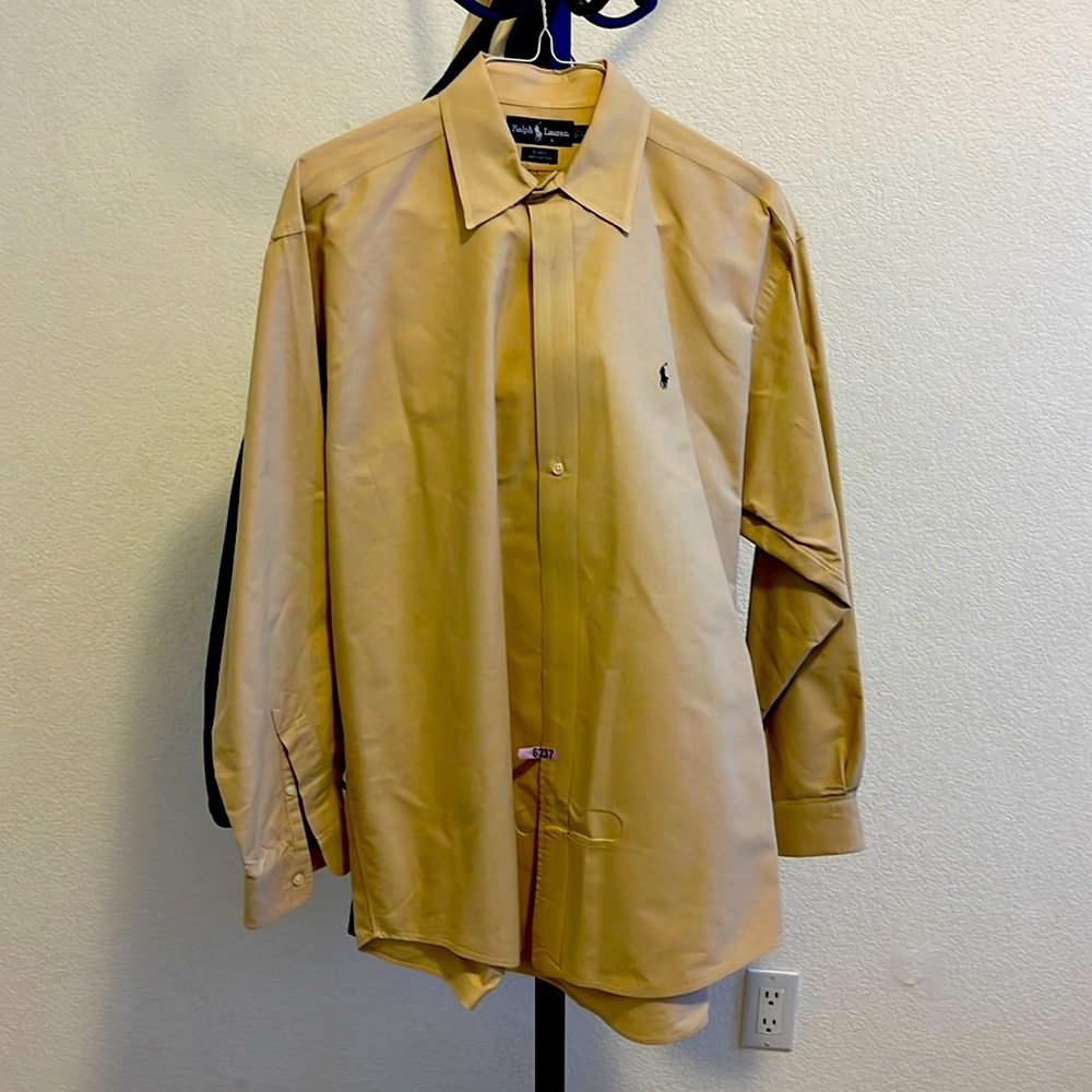 Ralph Lauren button down dress shirt khaki Large - Picture 1 of 1